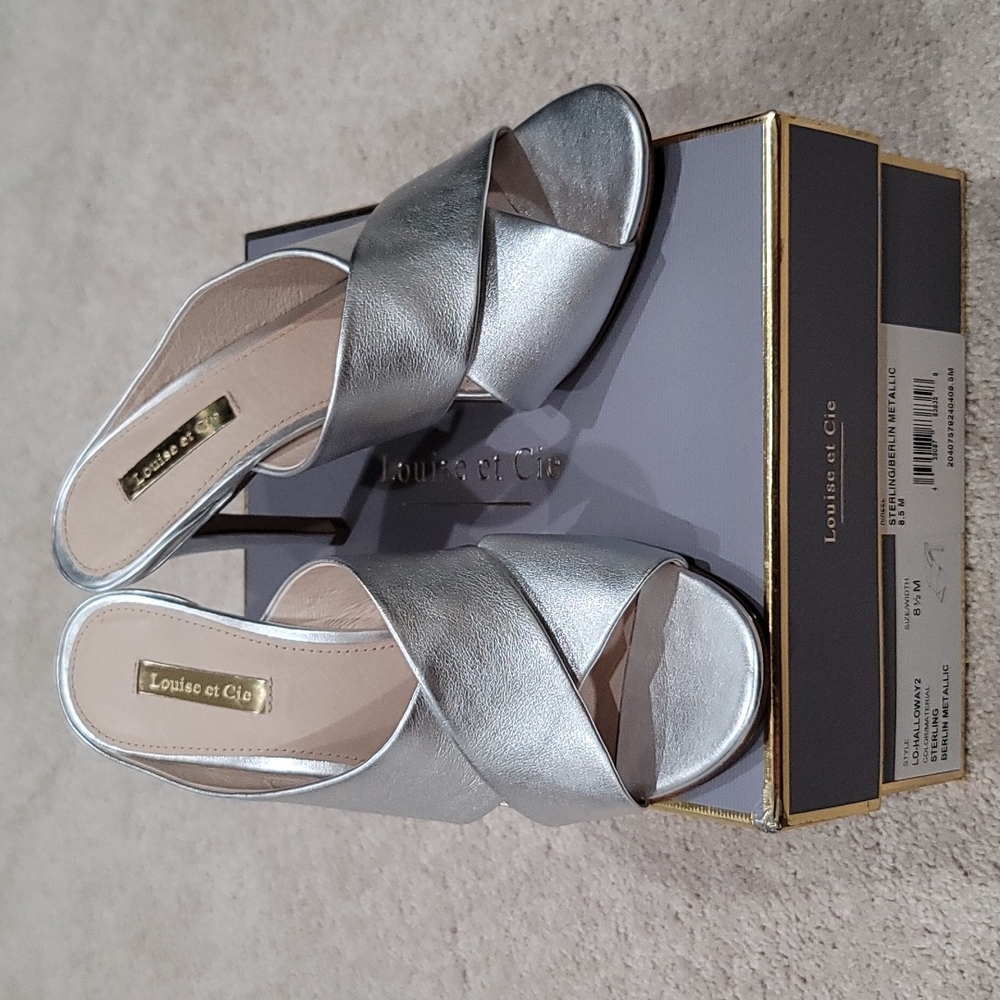 Silver Pump Slide Sandals